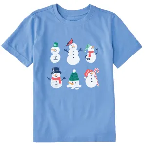 Kids Snowman Crew Short Sleeve Crusher Tee Life is Good