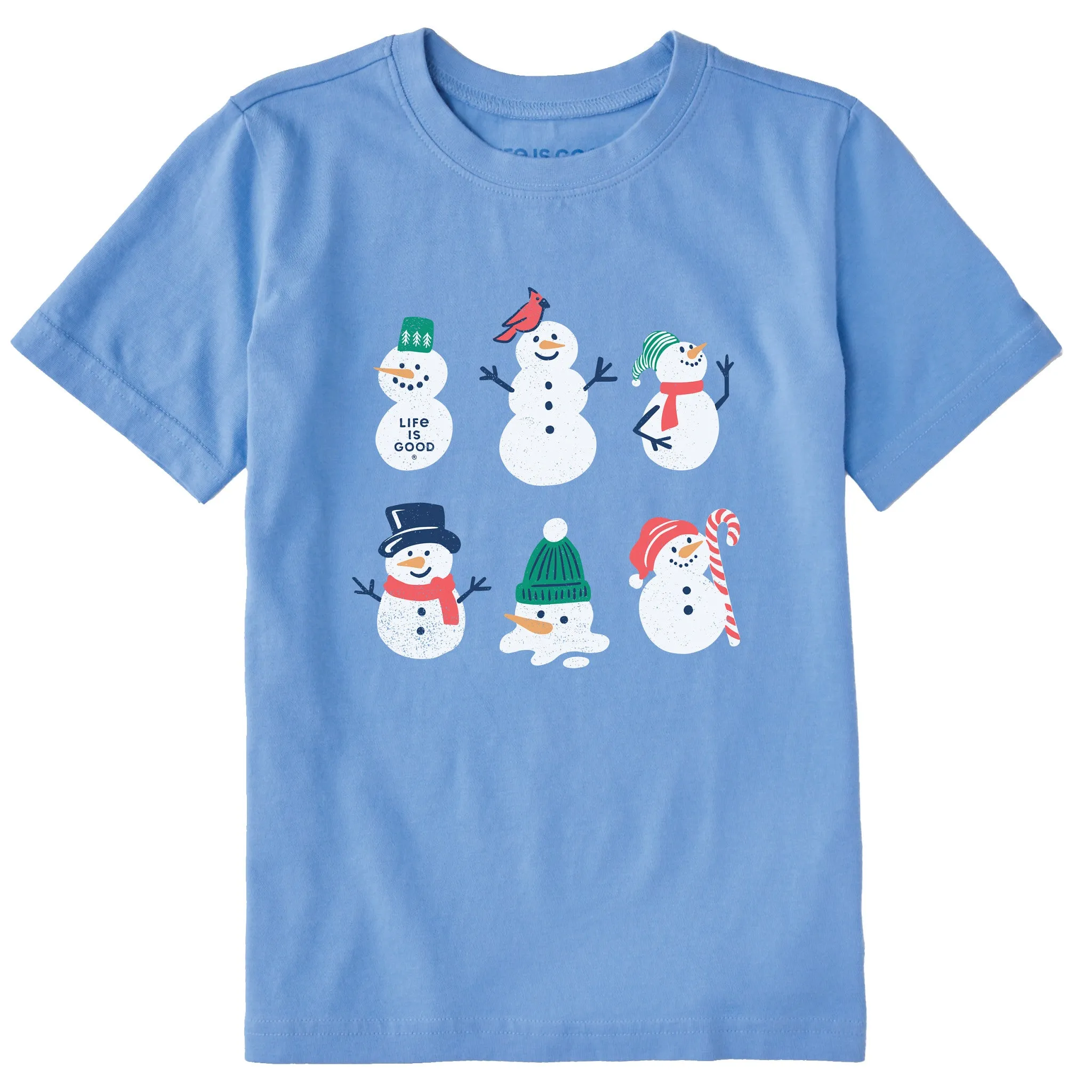 Kids Snowman Crew Short Sleeve Crusher Tee Life is Good