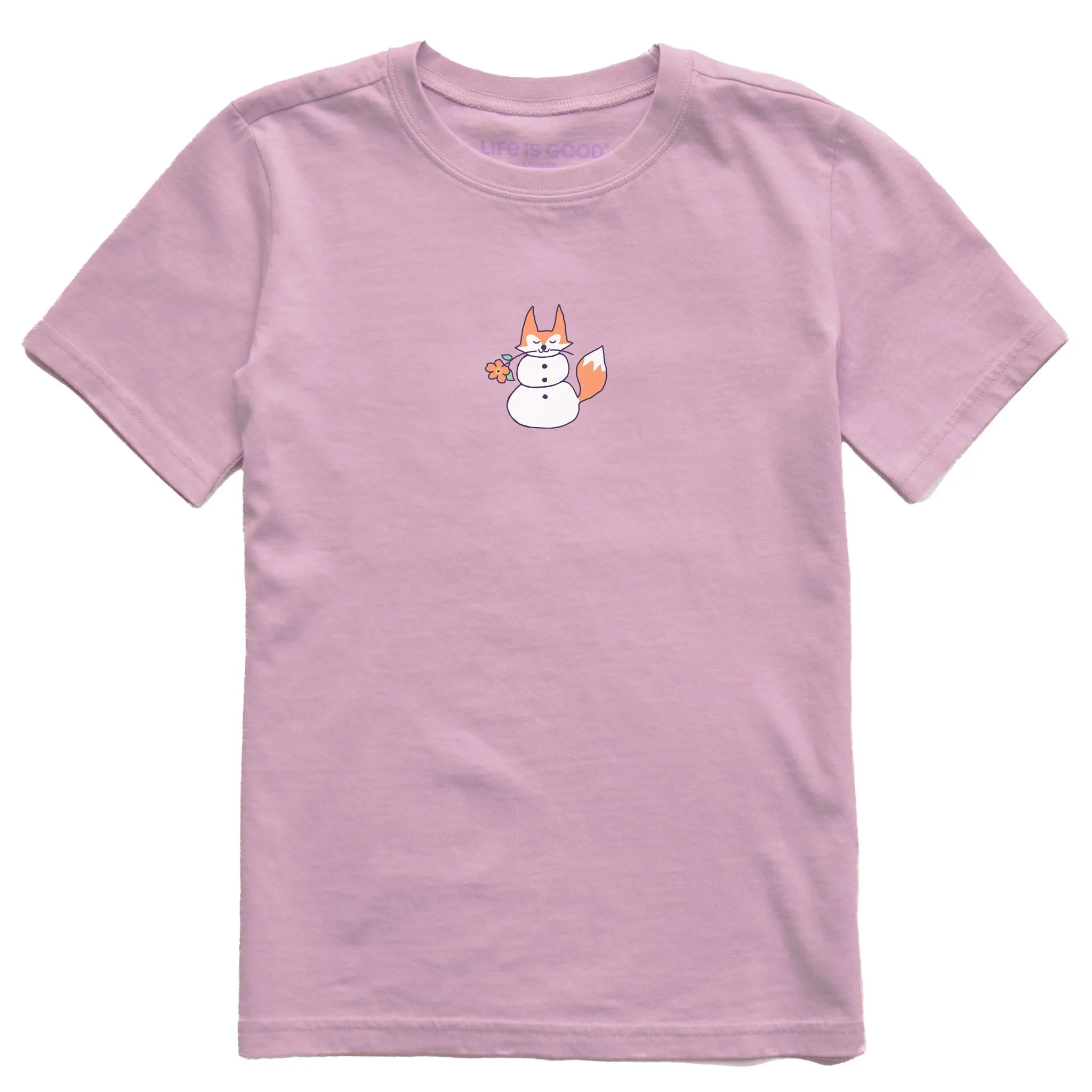 Kids Snowman Fox Short Sleeve Crusher Tee Life is Good
