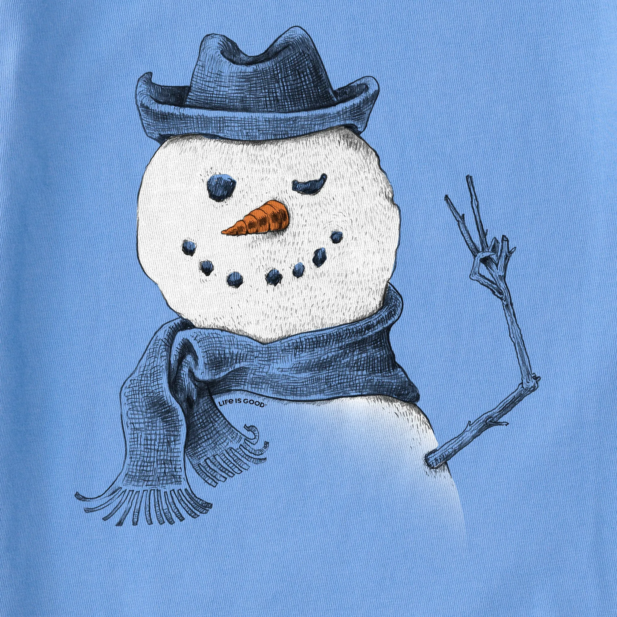 Kids Snowman Peace Sign Long Sleeve Crusher Tee Life is Good