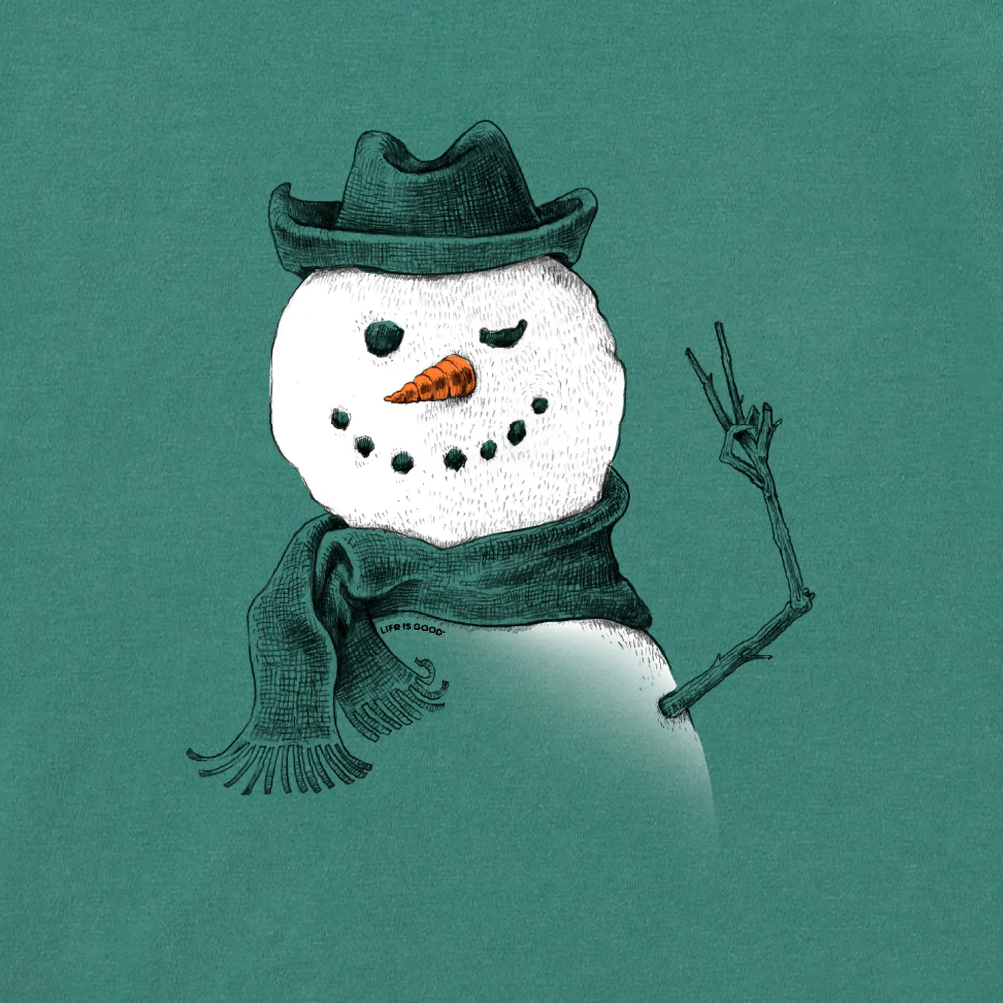 Kids Snowman Peace Sign Long Sleeve Crusher Tee Life is Good