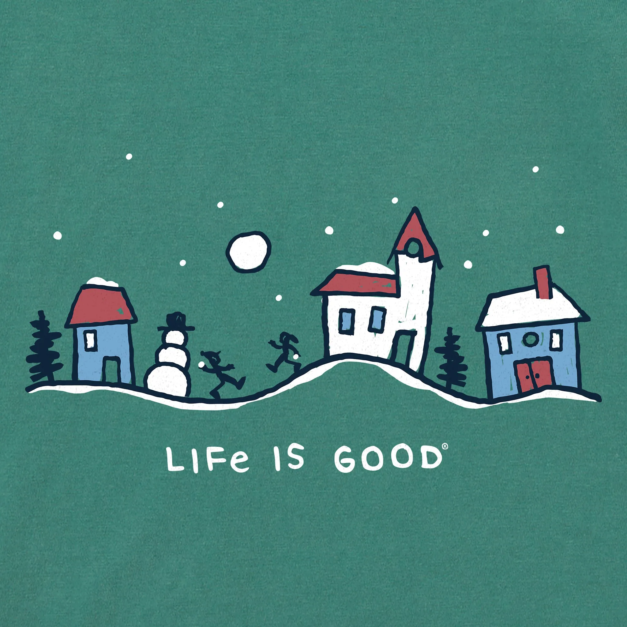 Kids Snowman Village Vista Long Sleeve Crusher Tee Life is Good
