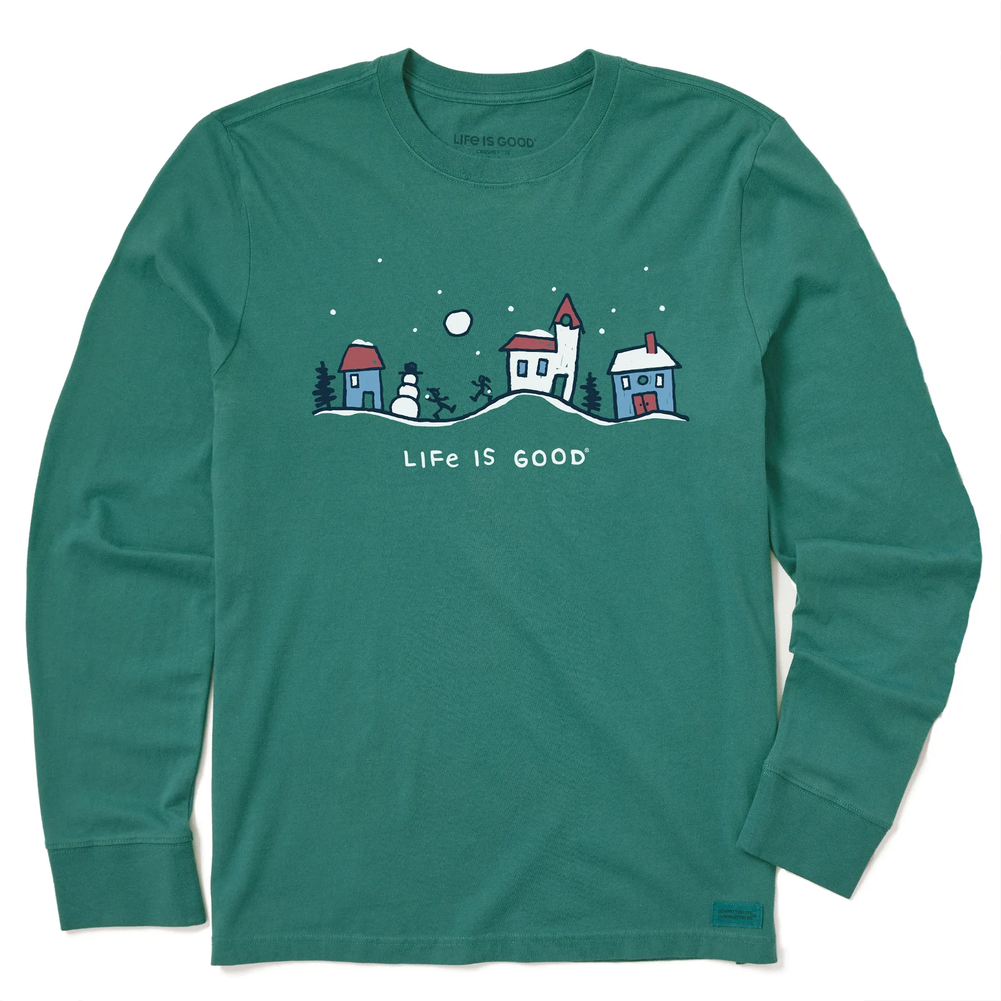 Kids Snowman Village Vista Long Sleeve Crusher Tee Life is Good