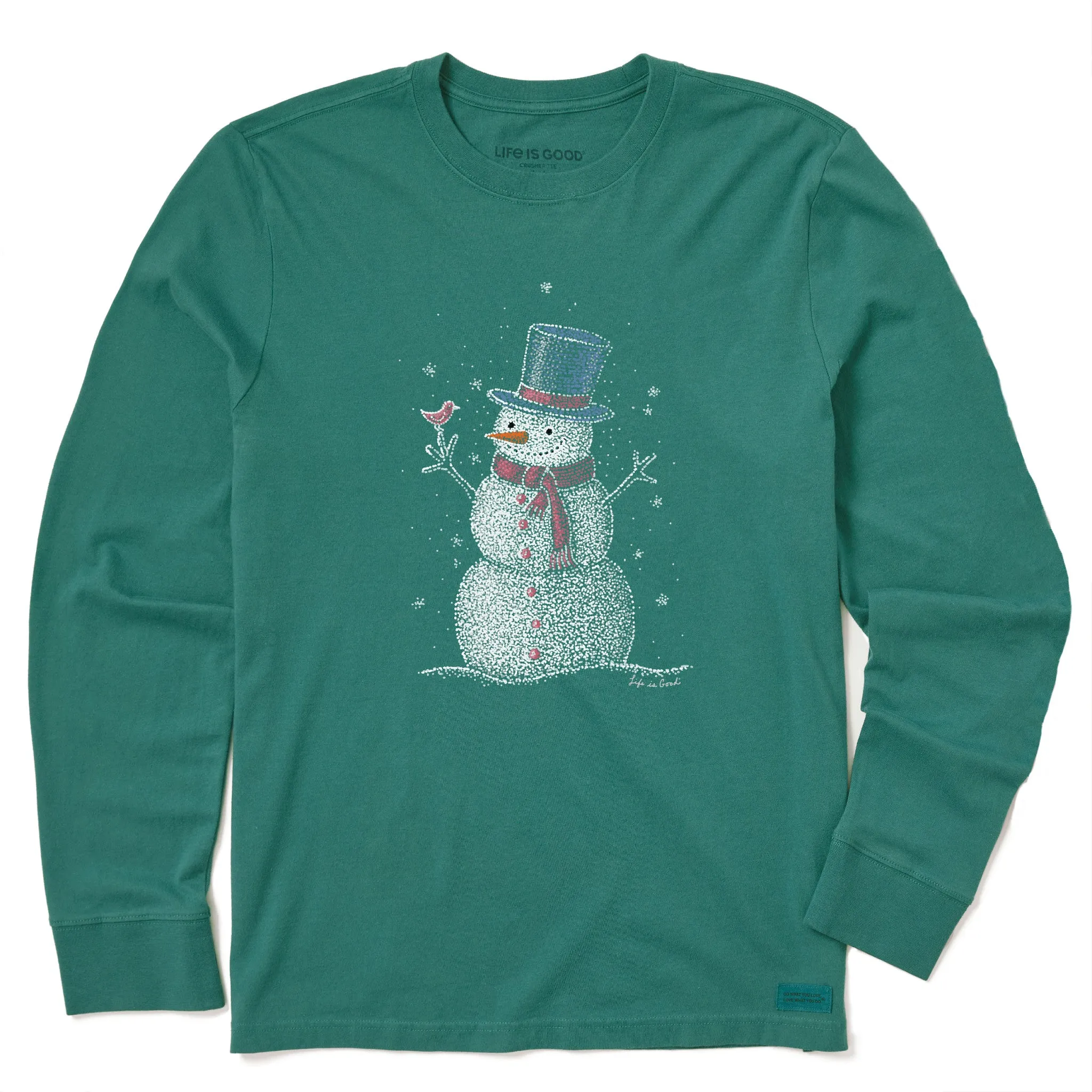 Kids Sparkle Snowman Long Sleeve Crusher Tee Life is Good