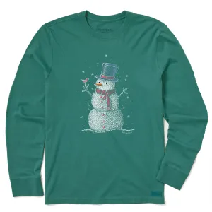 Kids Sparkle Snowman Long Sleeve Crusher Tee Life is Good