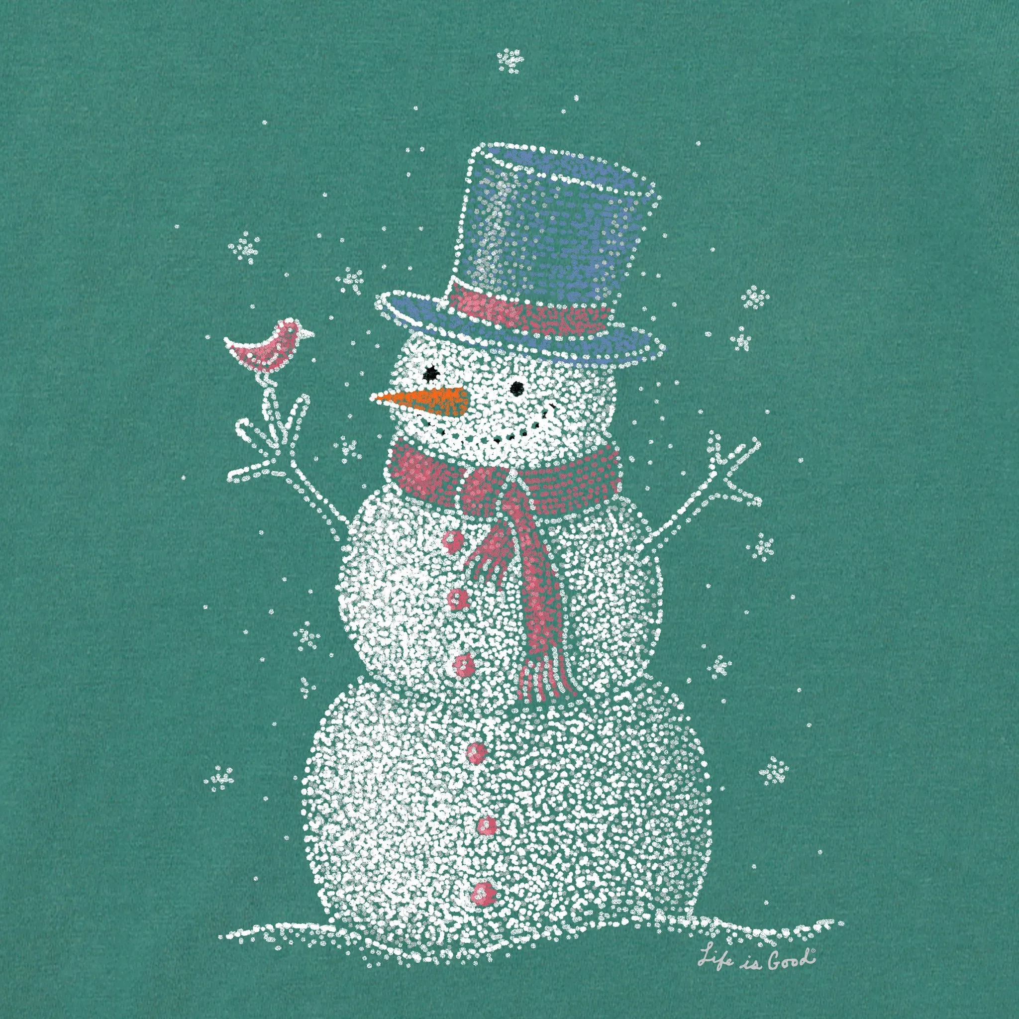 Kids Sparkle Snowman Long Sleeve Crusher Tee Life is Good