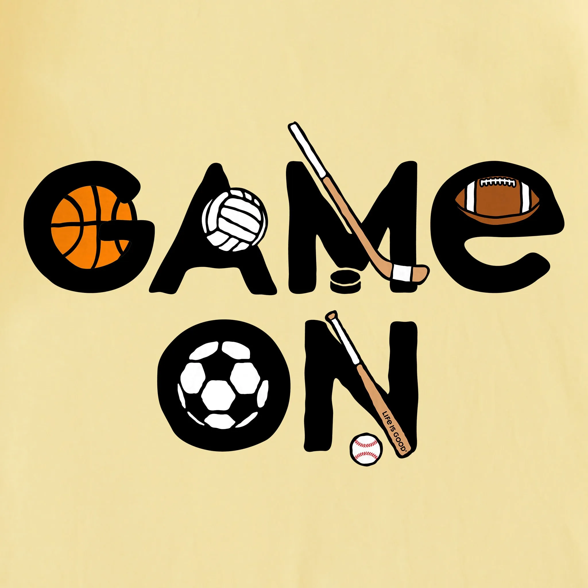 Kids Sport Game On Stacked Short Sleeve Crusher Tee Life is Good