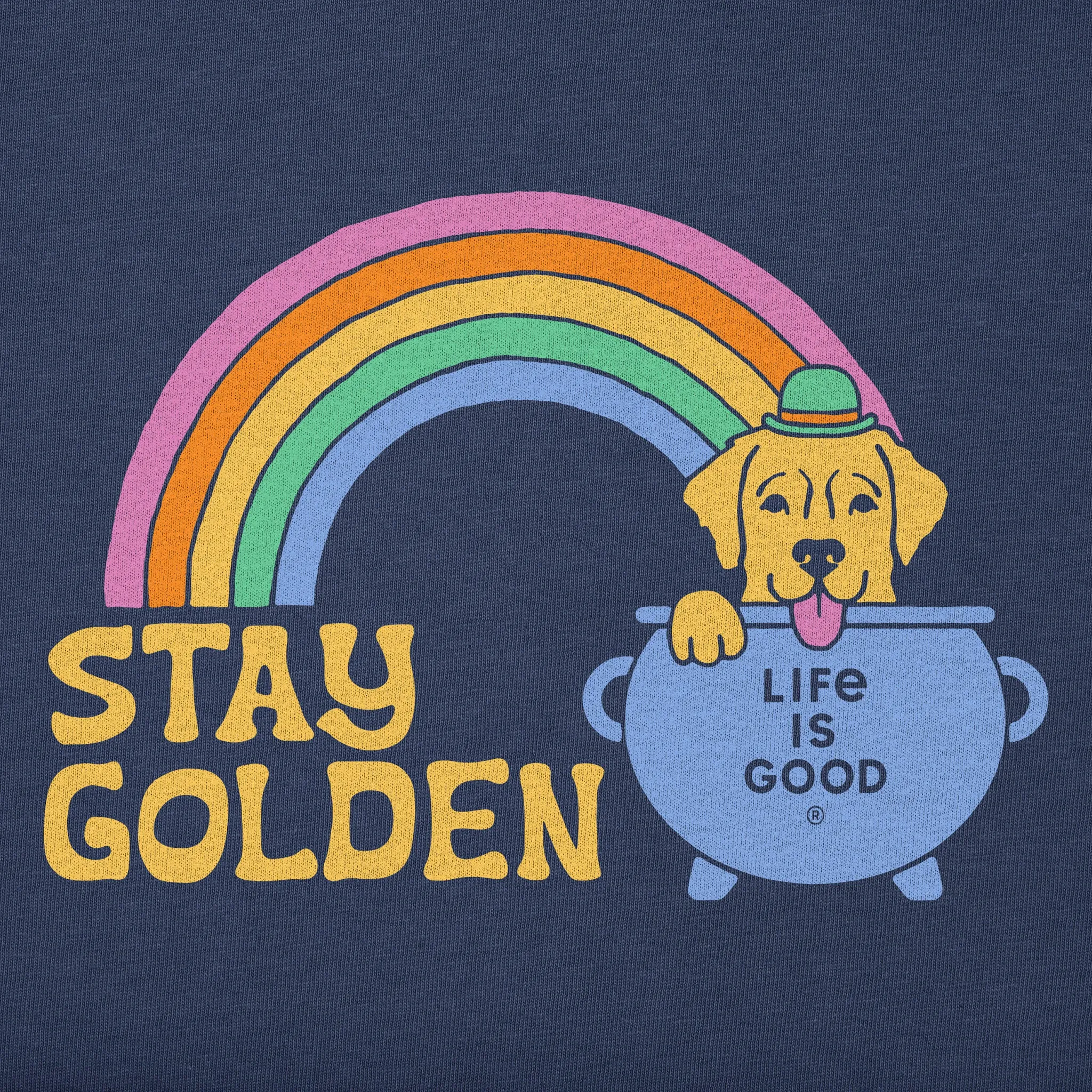 Kids Stay Golden Retriever Short Sleeve Crusher Tee Life is Good
