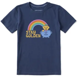 Kids Stay Golden Retriever Short Sleeve Crusher Tee Life is Good