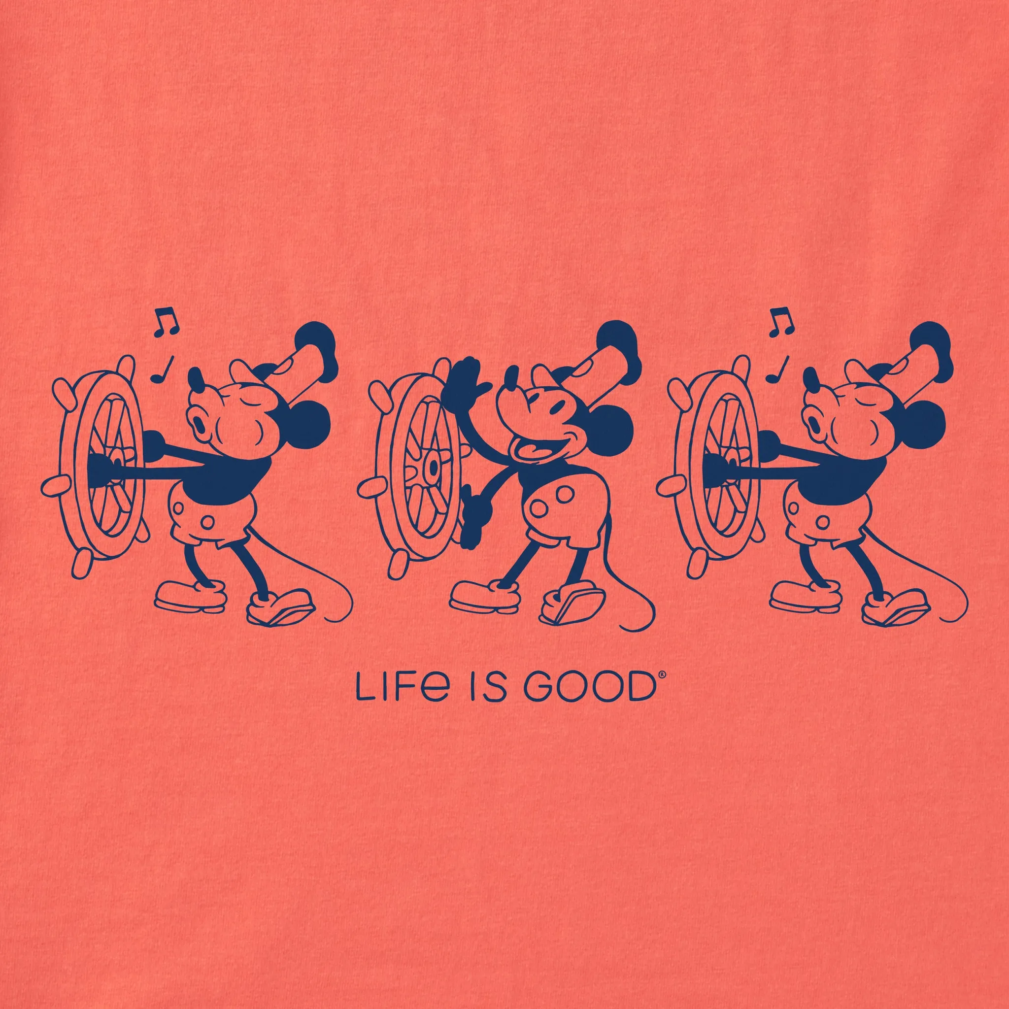 Kids Steamboat Willie at the Helm Short Sleeve Crusher Tee Life is Good