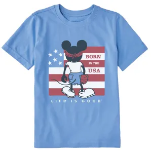 Kids Steamboat Willie Born in the USA Short Sleeve Crusher Tee Life is Good