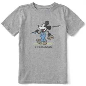 Kids Steamboat Willie Fishing Short Sleeve Crusher Tee Life is Good
