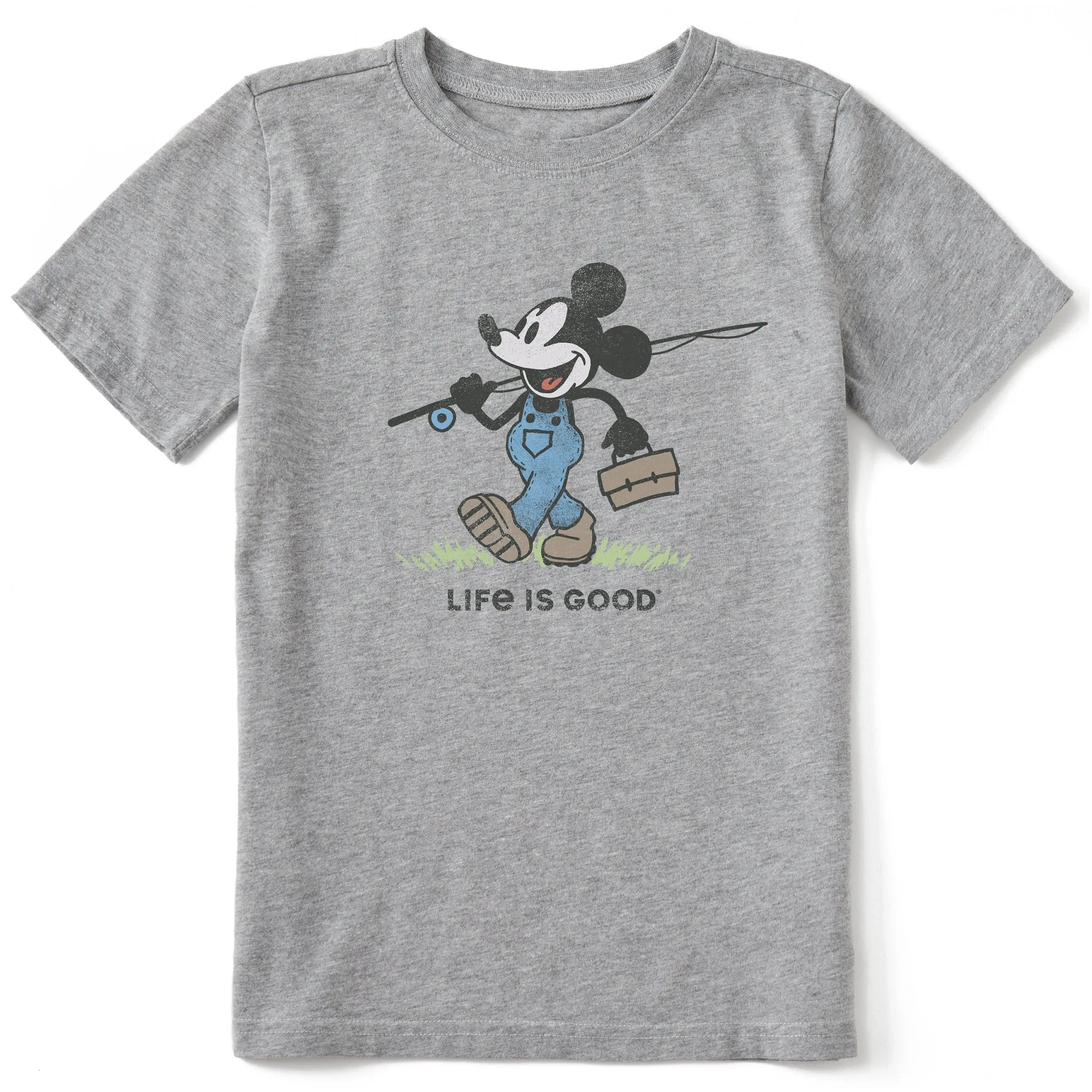 Kids Steamboat Willie Fishing Short Sleeve Crusher Tee Life is Good