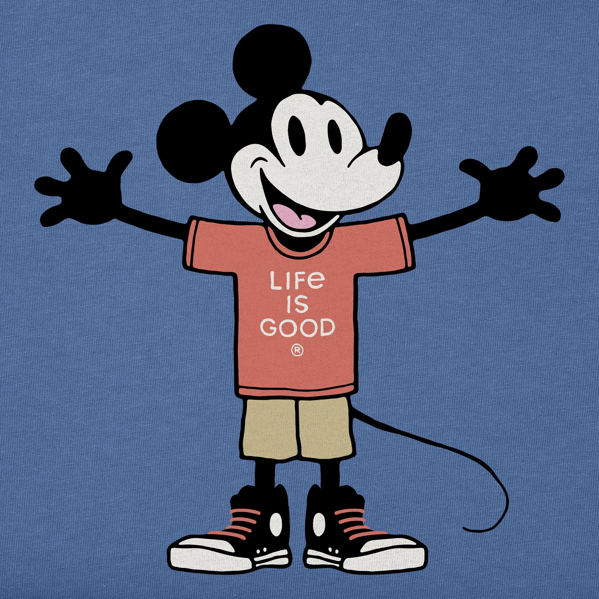 Kids Steamboat Willie Open Arms Short Sleeve Crusher Tee Life is Good
