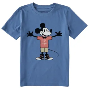 Kids Steamboat Willie Open Arms Short Sleeve Crusher Tee Life is Good
