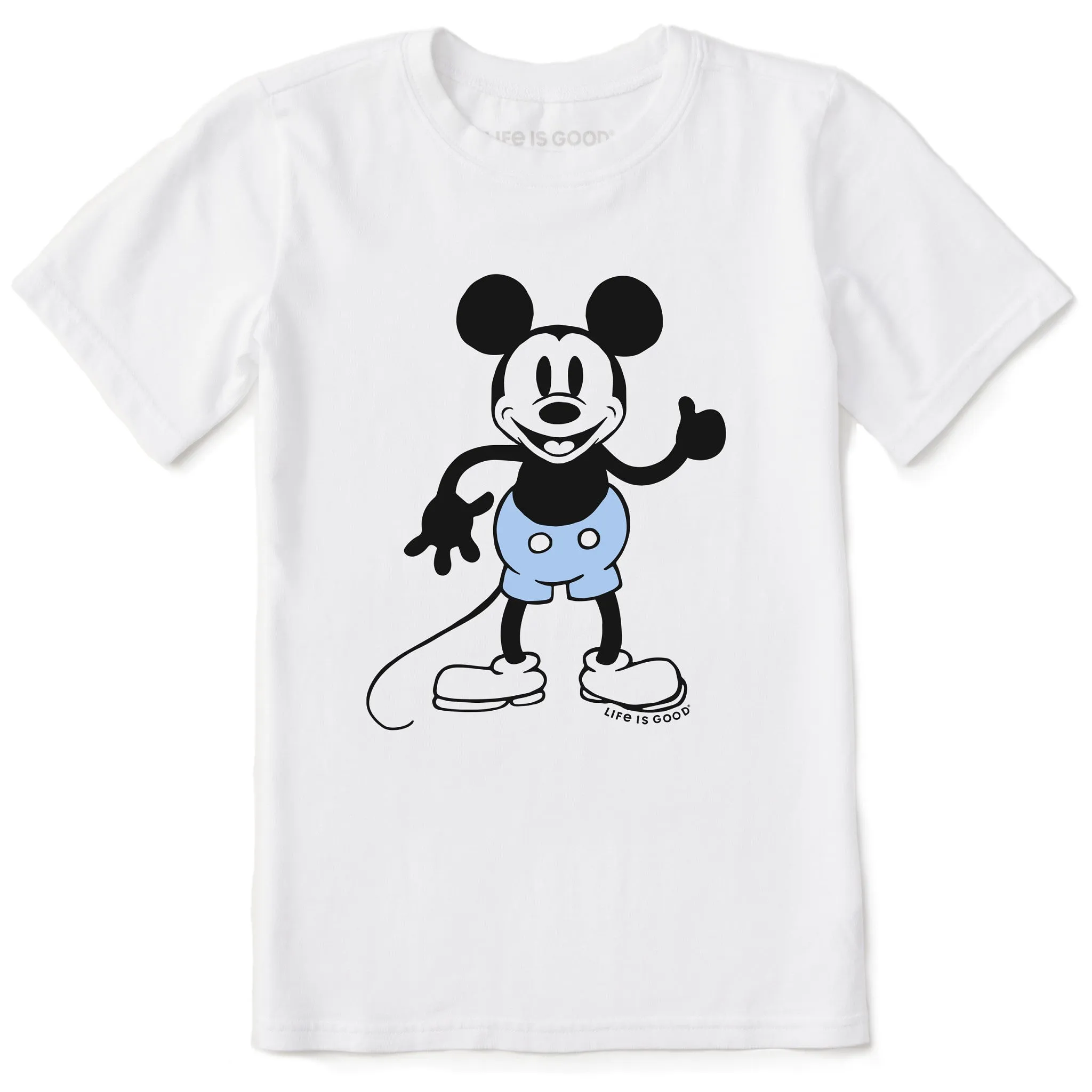 Kids Steamboat Willie Thumbs Up Short Sleeve Crusher Tee Life is Good