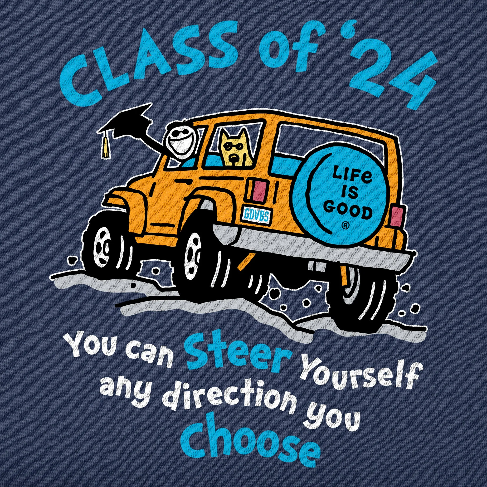 Kids Steer Yourself ATV Class of 2024 Short Sleeve Crusher Tee Life is Good
