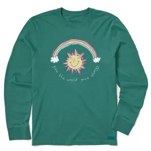 Kids Sun and Rainbow Good Energy Long Sleeve Crusher Tee Life is Good