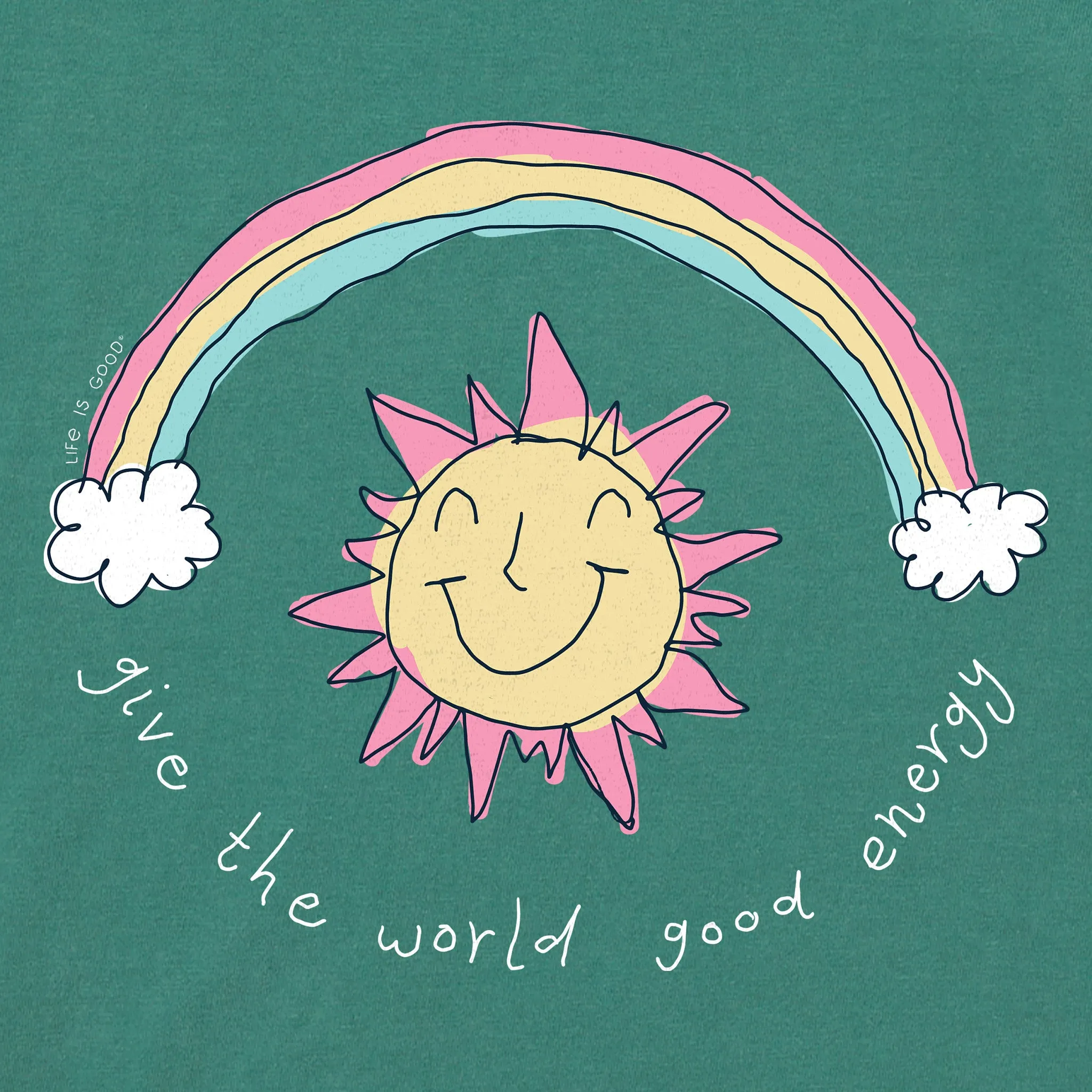 Kids Sun and Rainbow Good Energy Long Sleeve Crusher Tee Life is Good