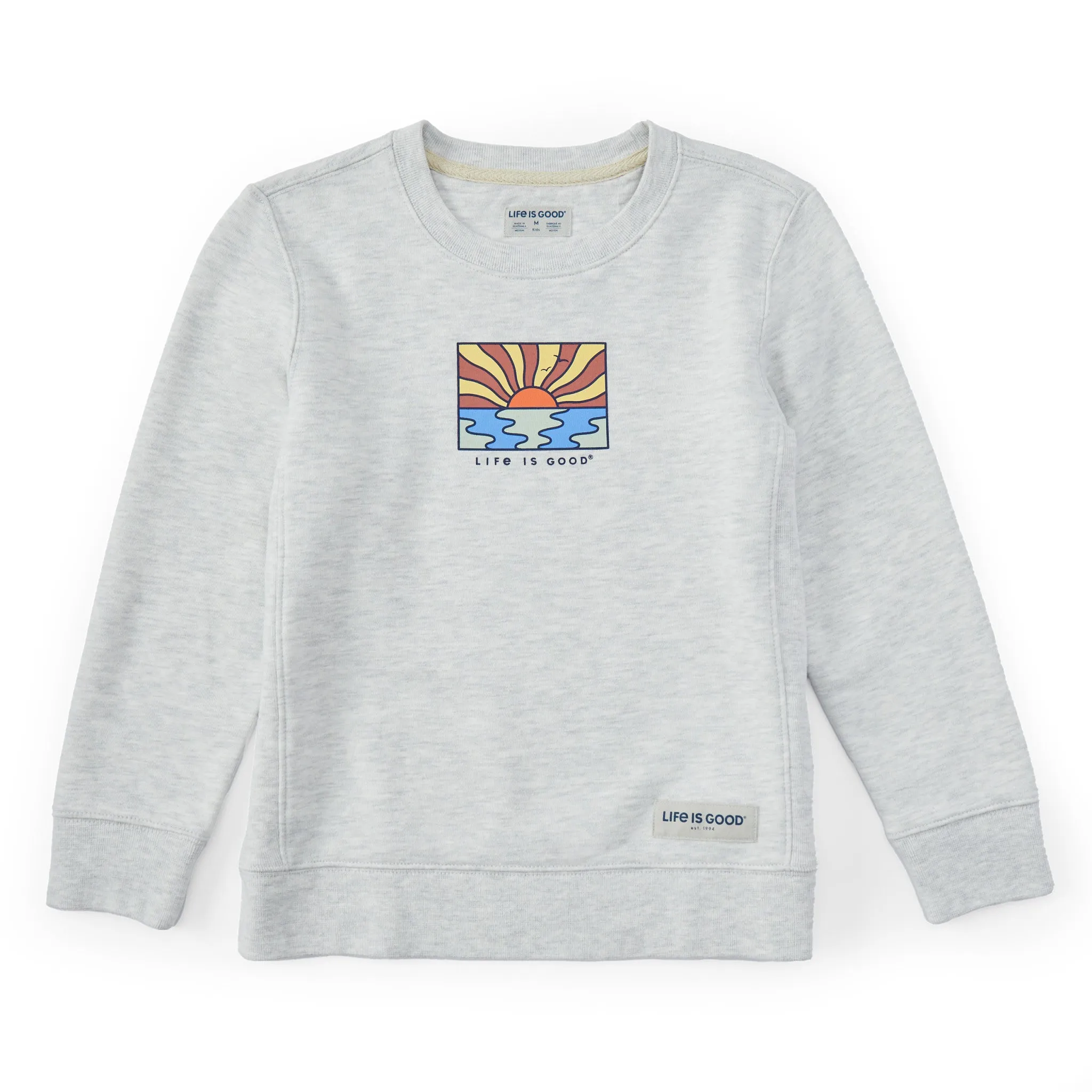 Kids Sun Ocean Icon Simply True Fleece Crew Life is Good