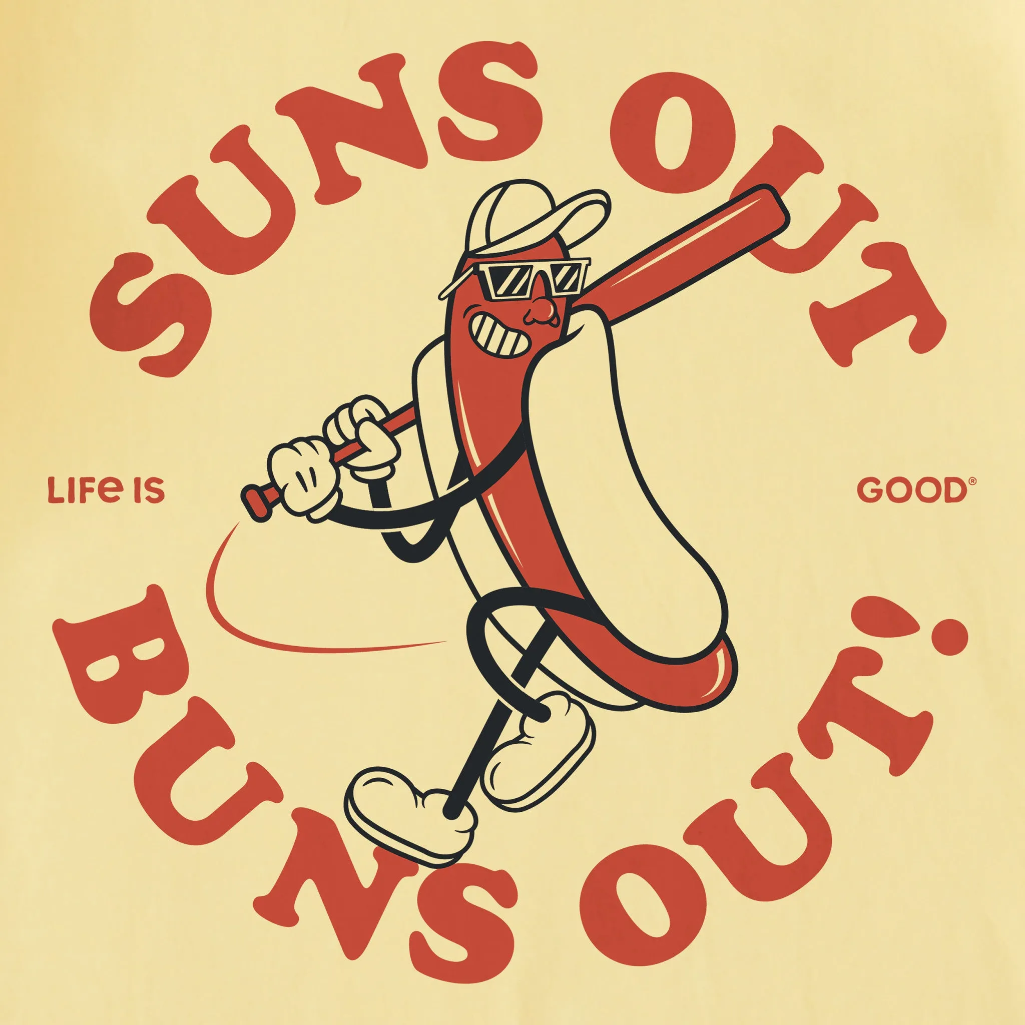 Kids Suns Out Buns Out Short Sleeve Crusher Tee Life is Good