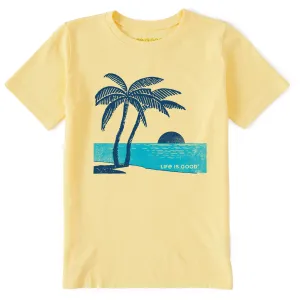 Kids Sunset Two Palms Short Sleeve Crusher Tee Life is Good