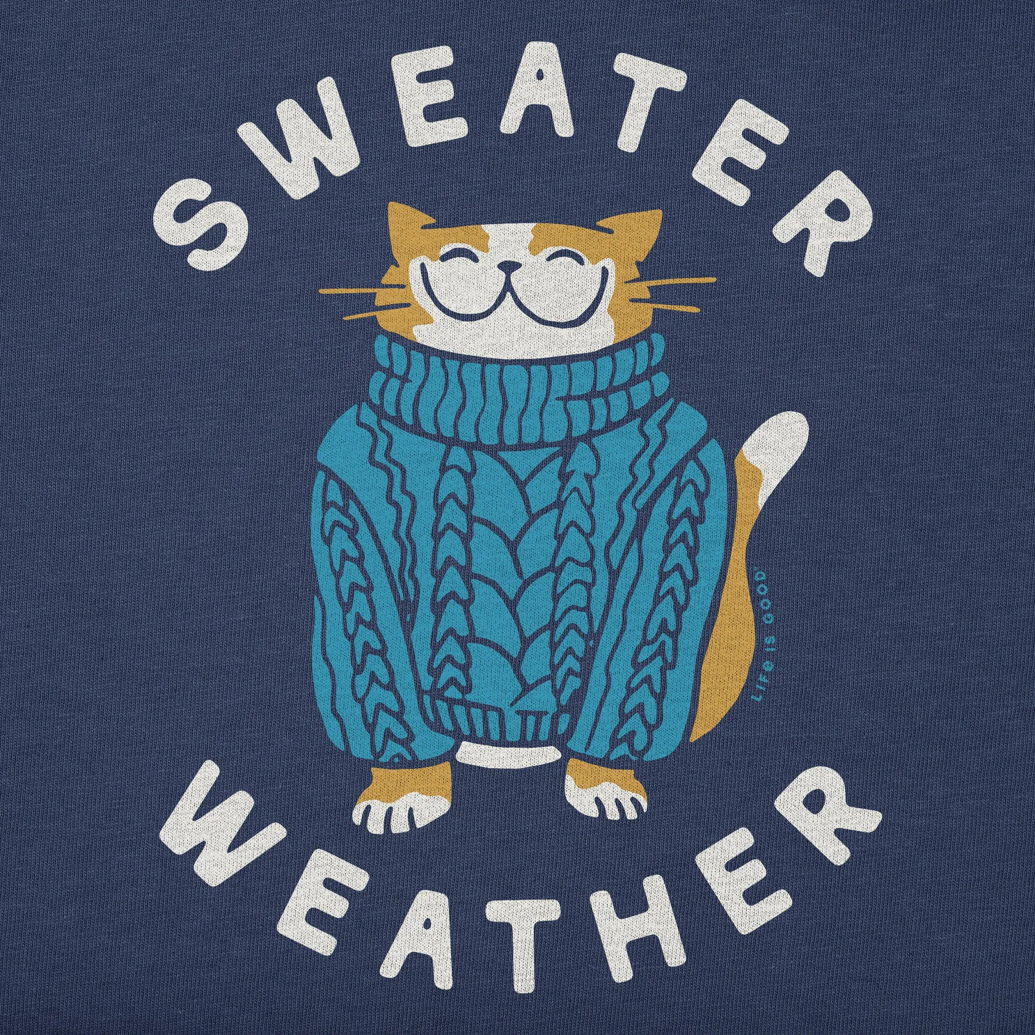 Kids Sweater Weather Cat Short Sleeve Crusher Tee Life is Good