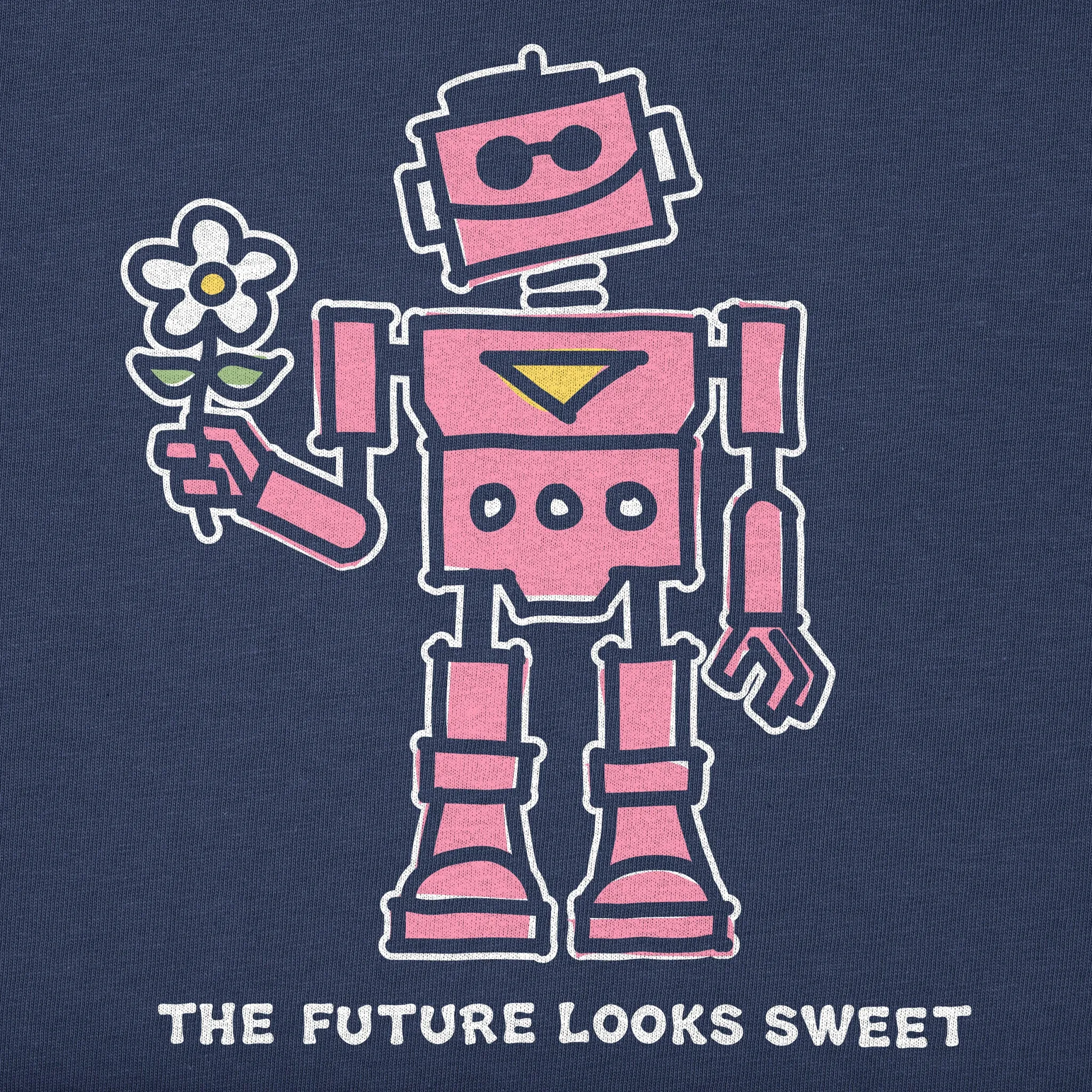 Kids Sweet Robot Long Sleeve Crusher Tee Life is Good