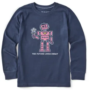Kids Sweet Robot Long Sleeve Crusher Tee Life is Good