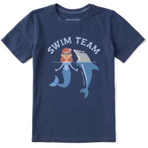 Kids Swim Team Mermaid and Dolphin Short Sleeve Crusher Tee Life is Good