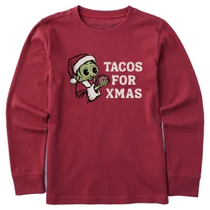 Kids Tacos for Xmas Alien Long Sleeve Crusher Tee Life is Good