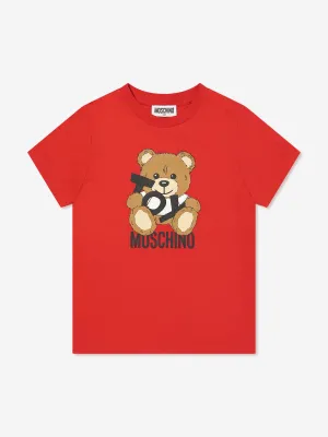 Kids Teddy Bear Logo T-Shirt in Red