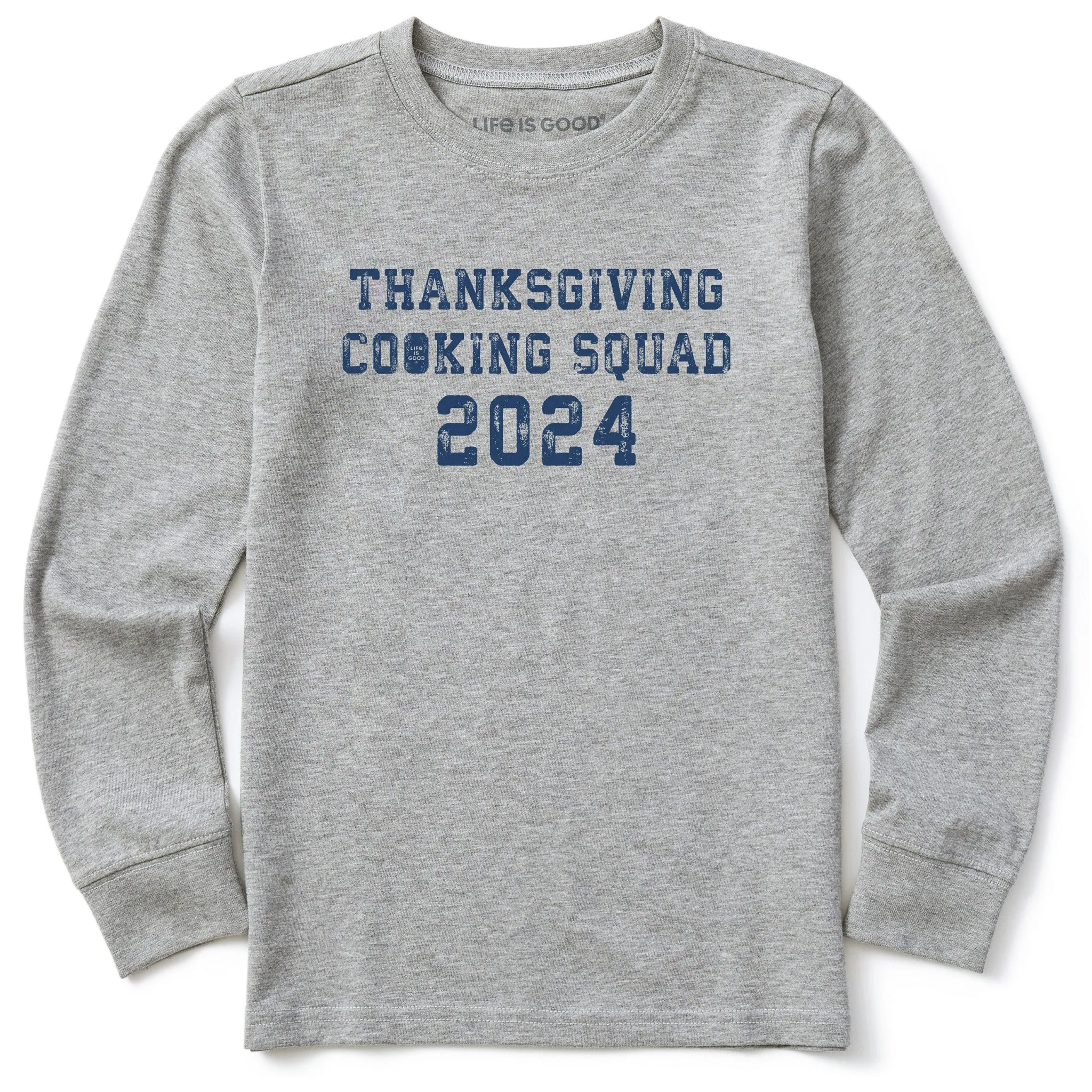 Kids Thanksgiving Day Cooking Squad 2024 Long Sleeve Crusher Tee Life is Good