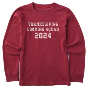 Kids Thanksgiving Day Cooking Squad 2024 Long Sleeve Crusher Tee Life is Good