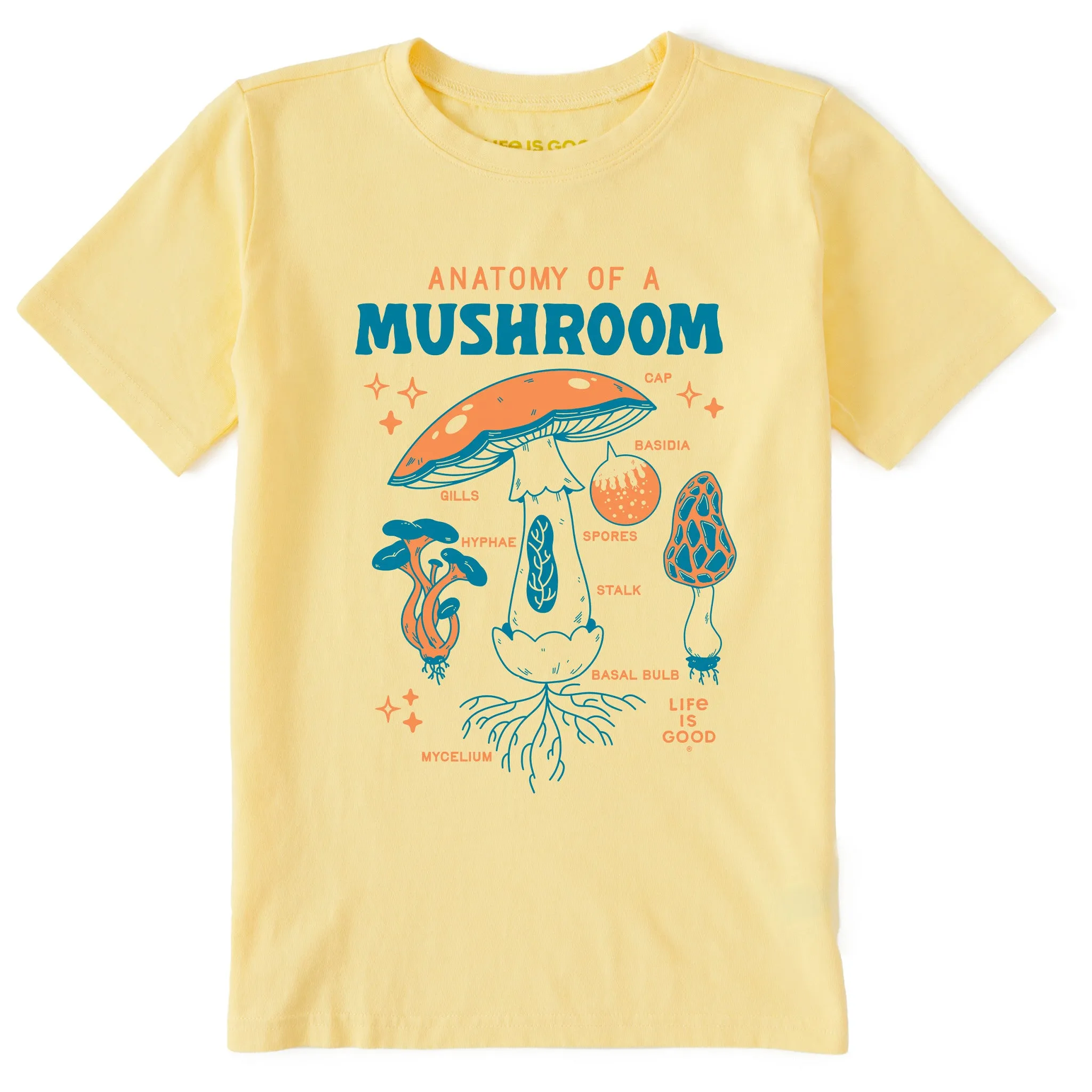 Kids The Anatomy of a Mushroom Short Sleeve Crusher Tee Life is Good