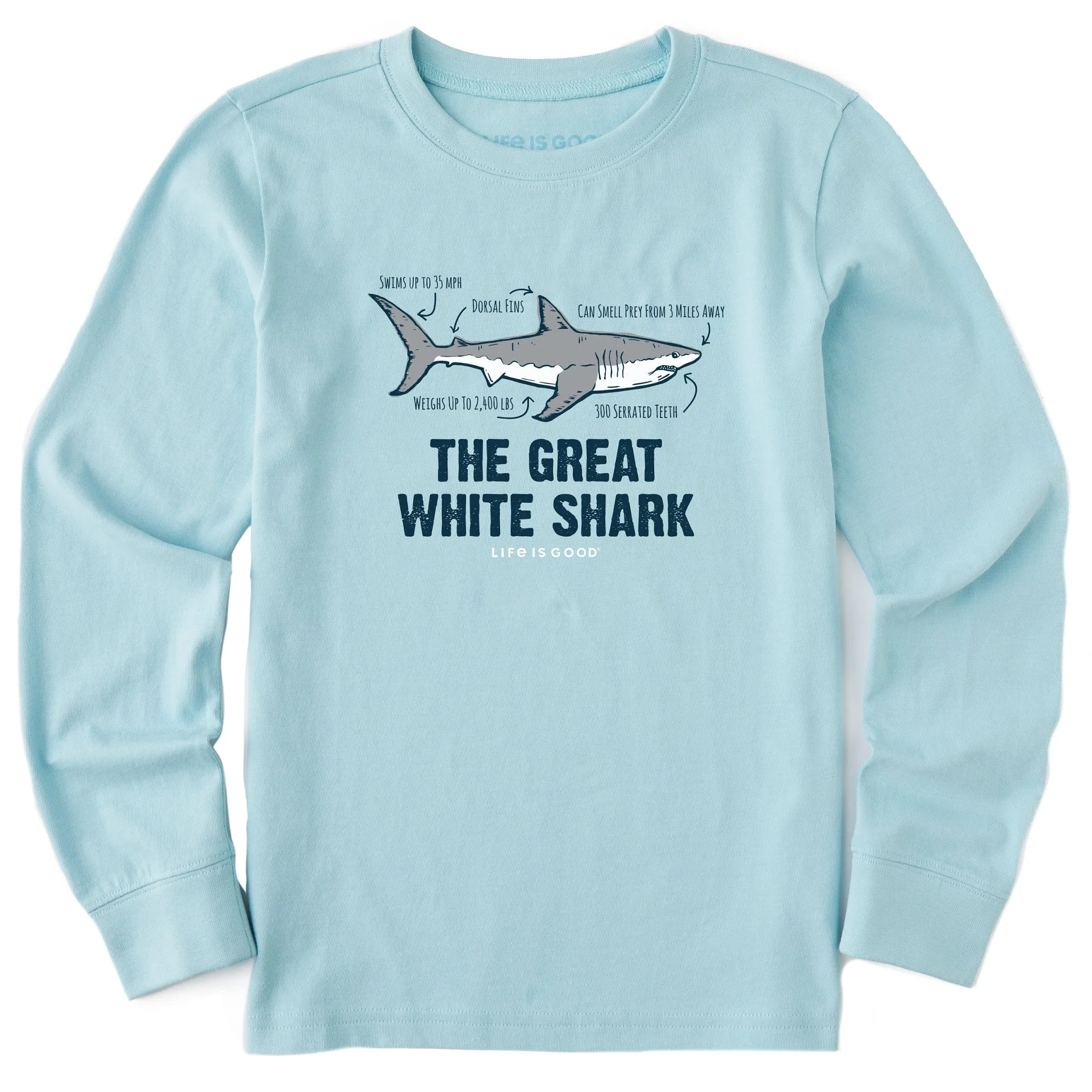 Kids The Great White Shark Long Sleeve Crusher Tee Life is Good