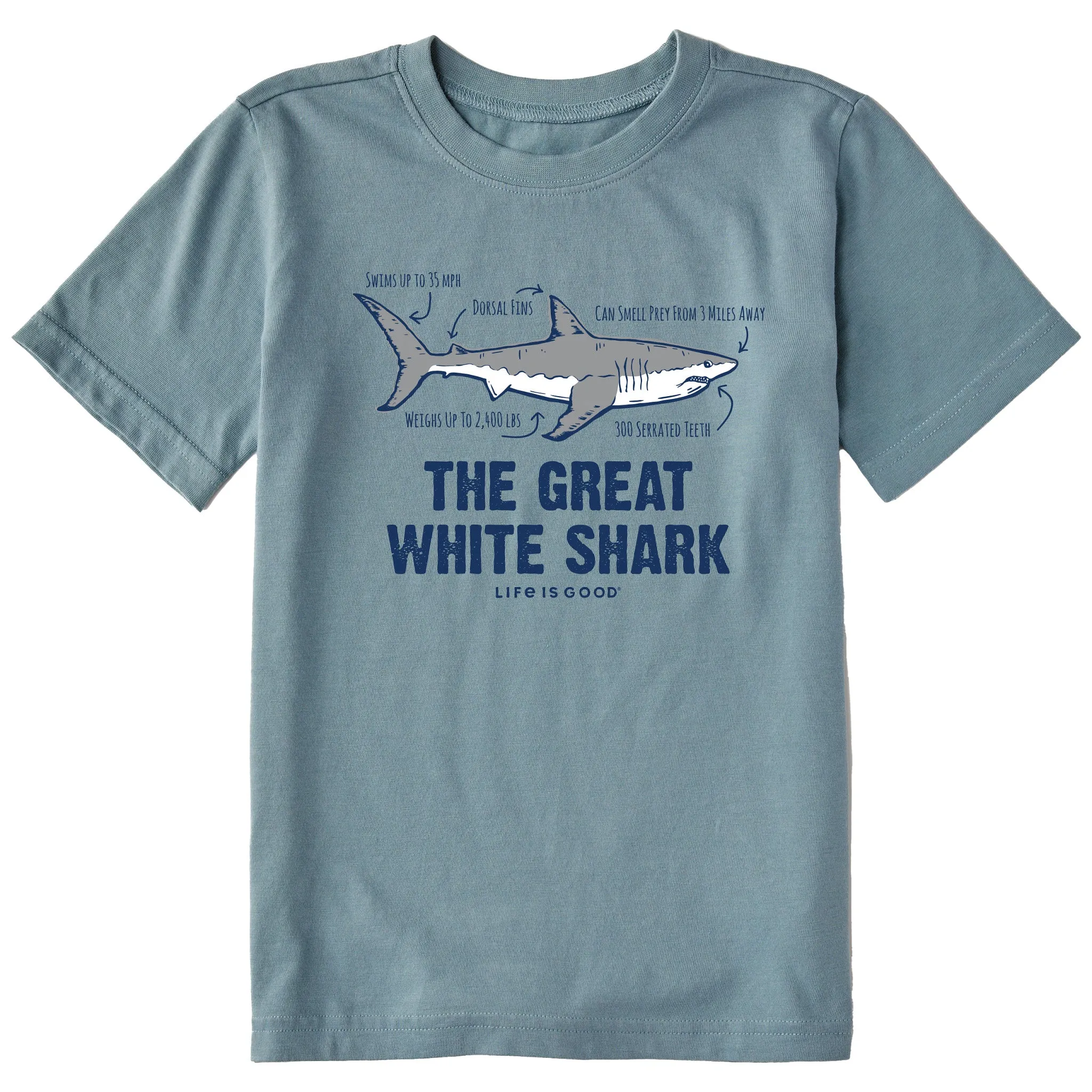 Kids The Great White Shark Short Sleeve Crusher Tee Life is Good