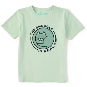 Kids The Snuggle is Real Cat Short Sleeve Crusher Tee Life is Good
