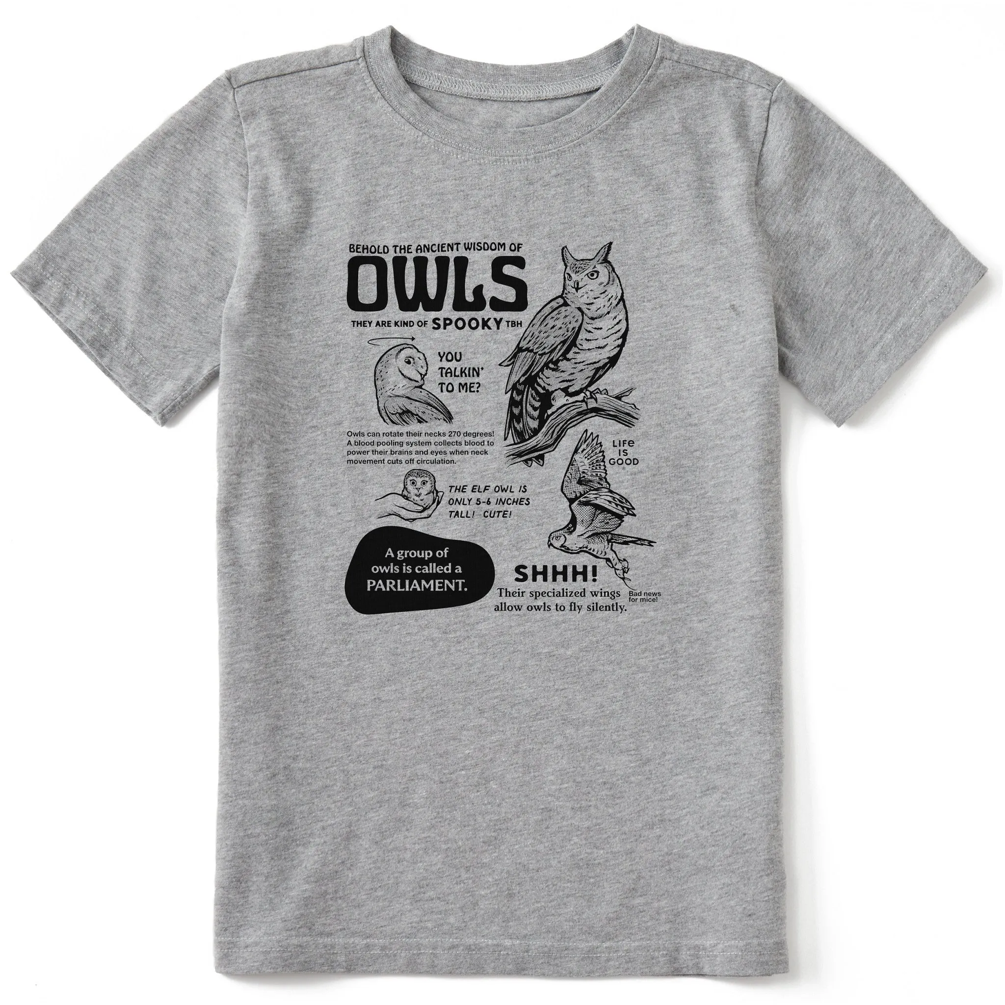 Kids The Wisdom of Owls Short Sleeve Crusher Tee Life is Good
