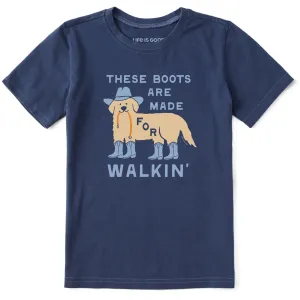 Kids These Boots are Made for Walkin Dog Short Sleeve Crusher Tee Life is Good