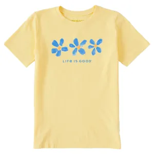 Kids Three Painted Flowers Short Sleeve Crusher Tee Life is Good