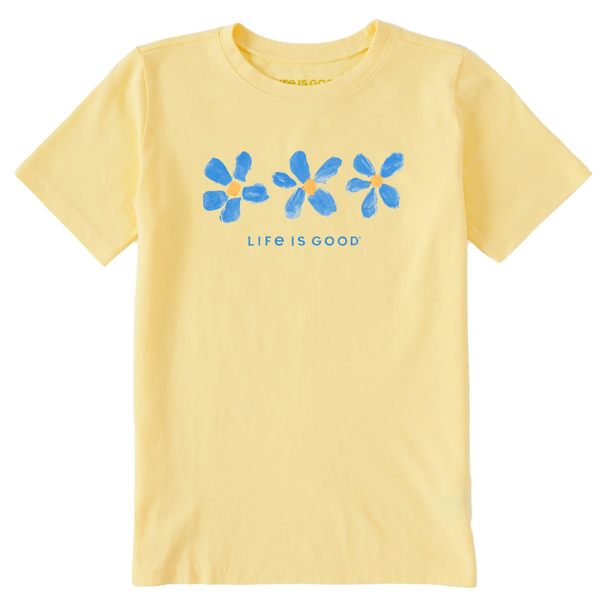 Kids Three Painted Flowers Short Sleeve Crusher Tee Life is Good