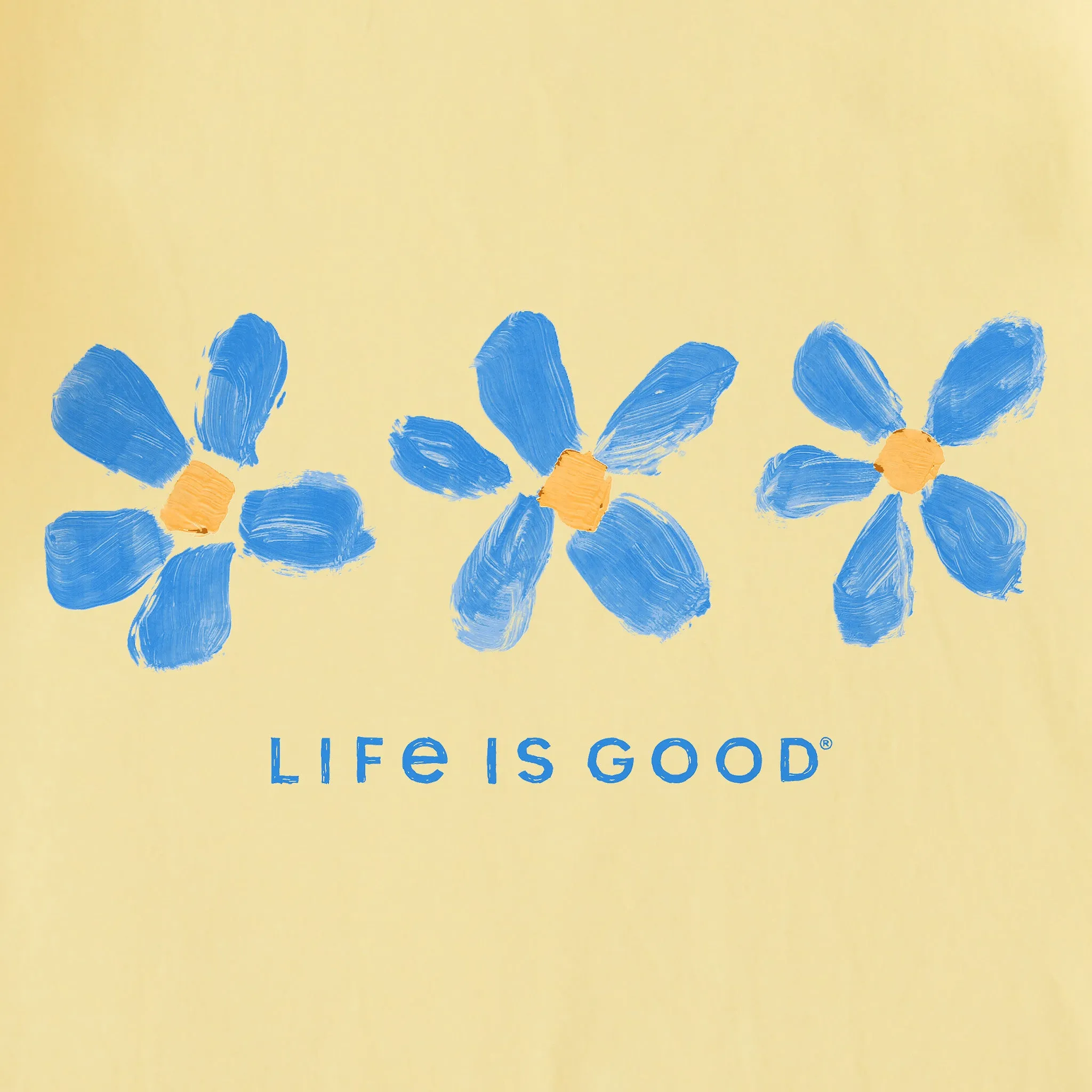 Kids Three Painted Flowers Short Sleeve Crusher Tee Life is Good