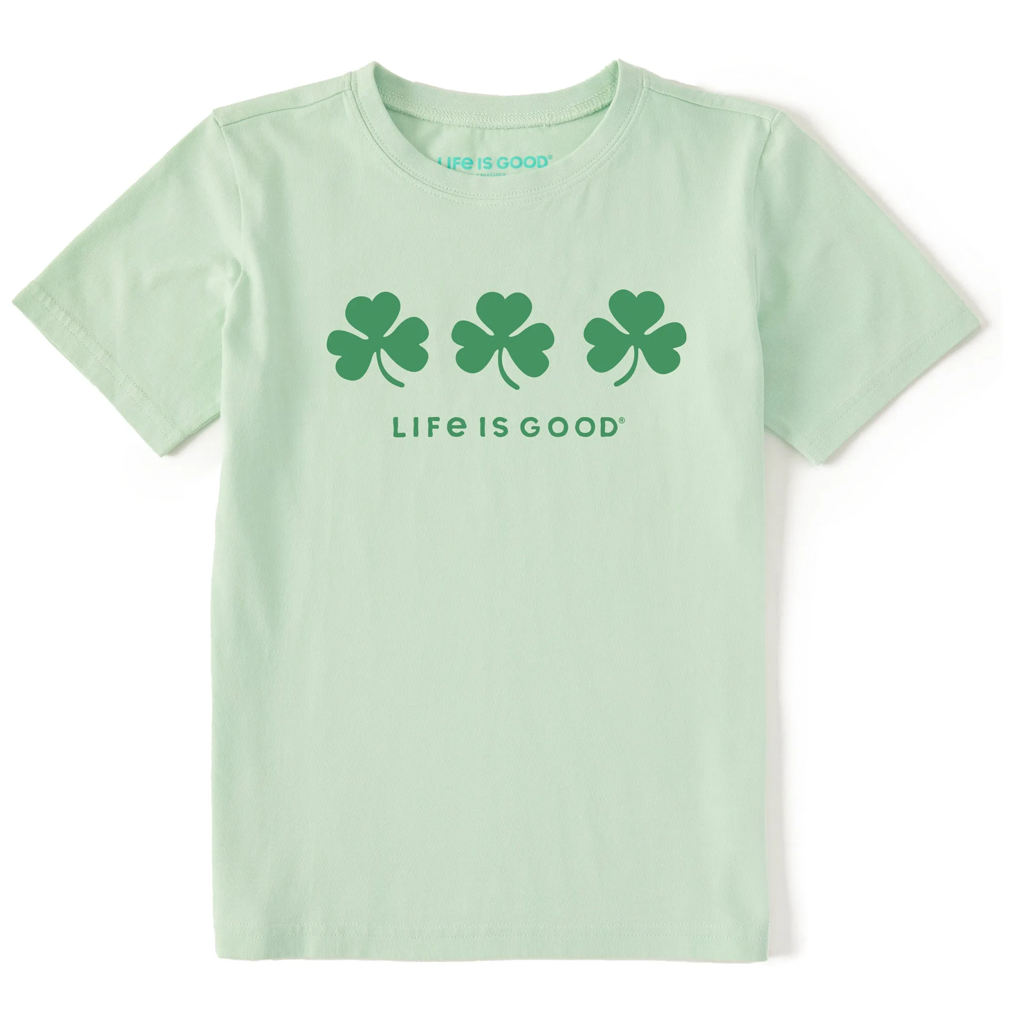 Kids Three Shamrocks Short Sleeve Crusher Tee Life is Good