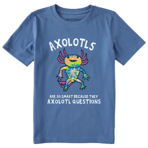 Kids Tie Dye Axolotl Questions Short Sleeve Crusher Tee Life is Good