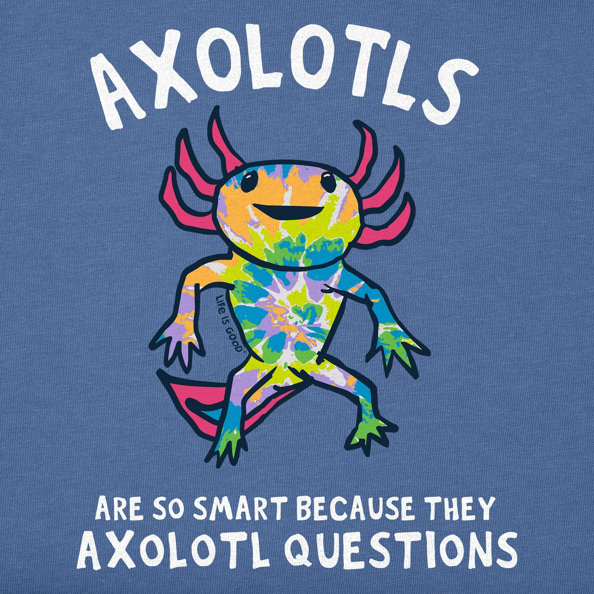 Kids Tie Dye Axolotl Questions Short Sleeve Crusher Tee Life is Good