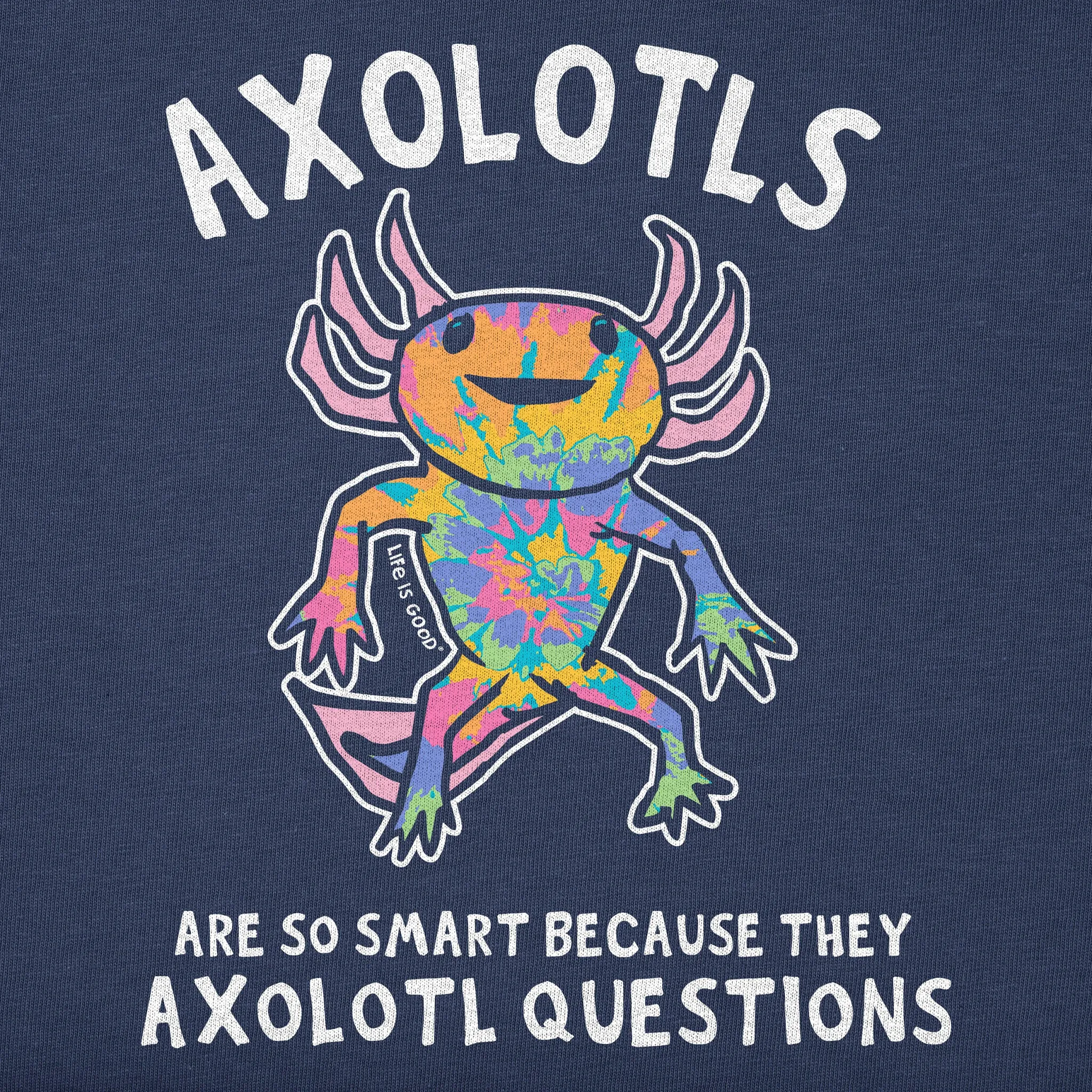 Kids Tie Dye Axolotl Questions Short Sleeve Crusher Tee Life is Good