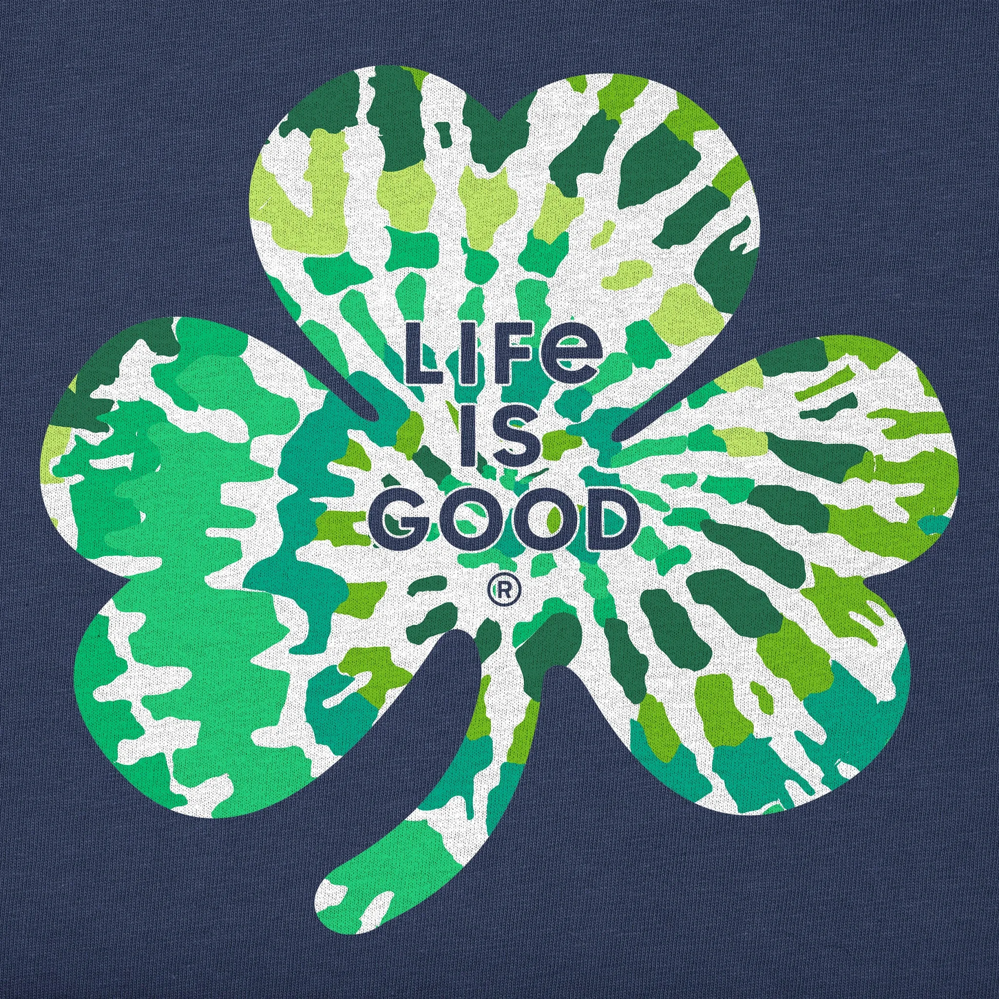 Kids Tie Dye Clover Long Sleeve Crusher Tee Life is Good