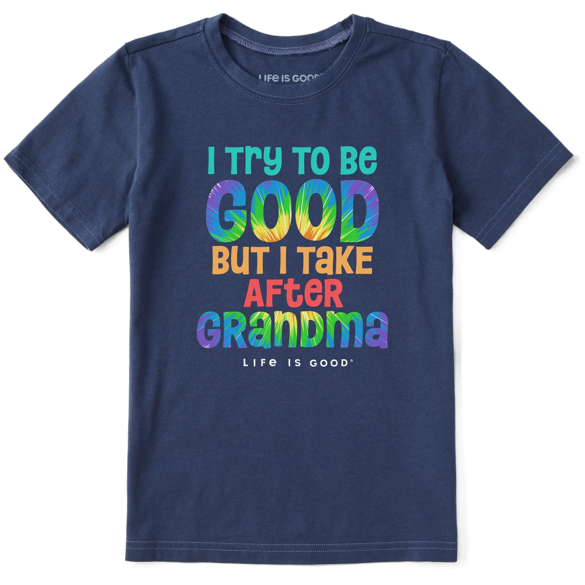 Kids Tie Dye Good Grandma Short Sleeve Crusher Tee Life is Good