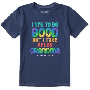 Kids Tie Dye Good Grandma Short Sleeve Crusher Tee Life is Good